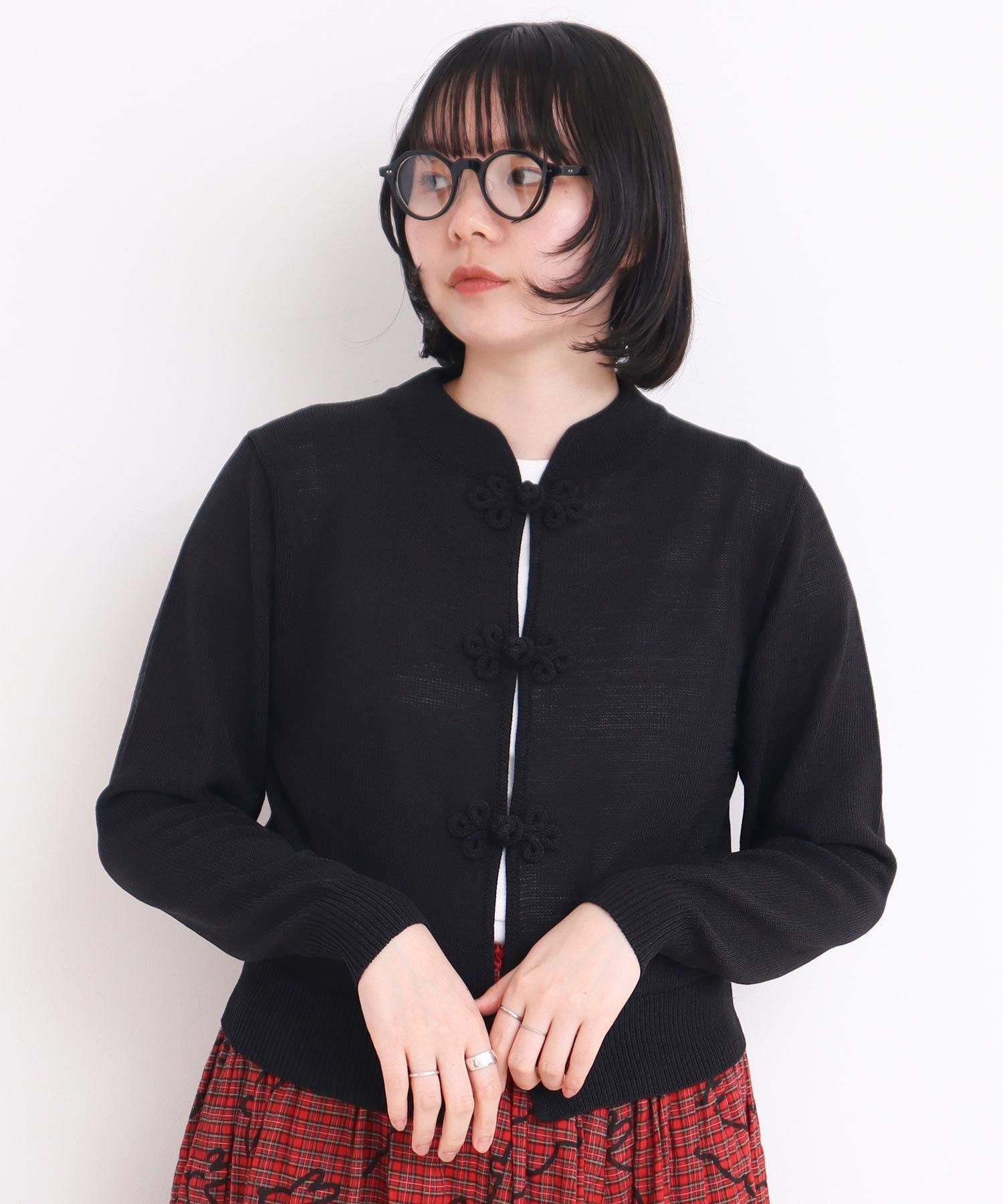 COTTON NYLON 華釦 カーディガン