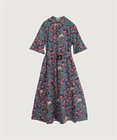 Arctic Flower スタンドカラーワンピース(グリーン-F)