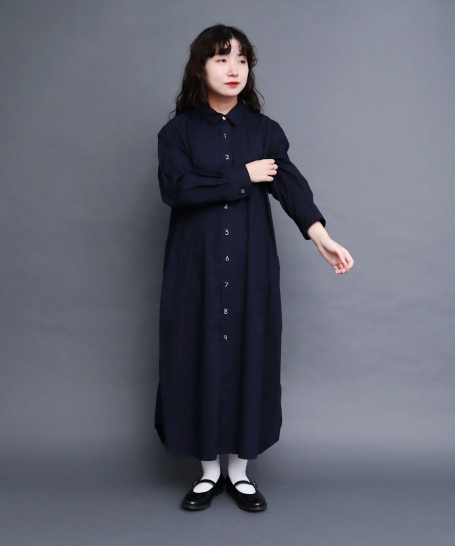 recycle OX 数字刺繍 シャツワンピース