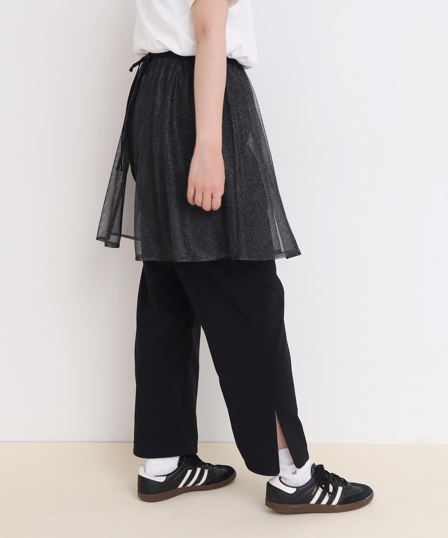 2PCS Silver tulle スカートパンツ