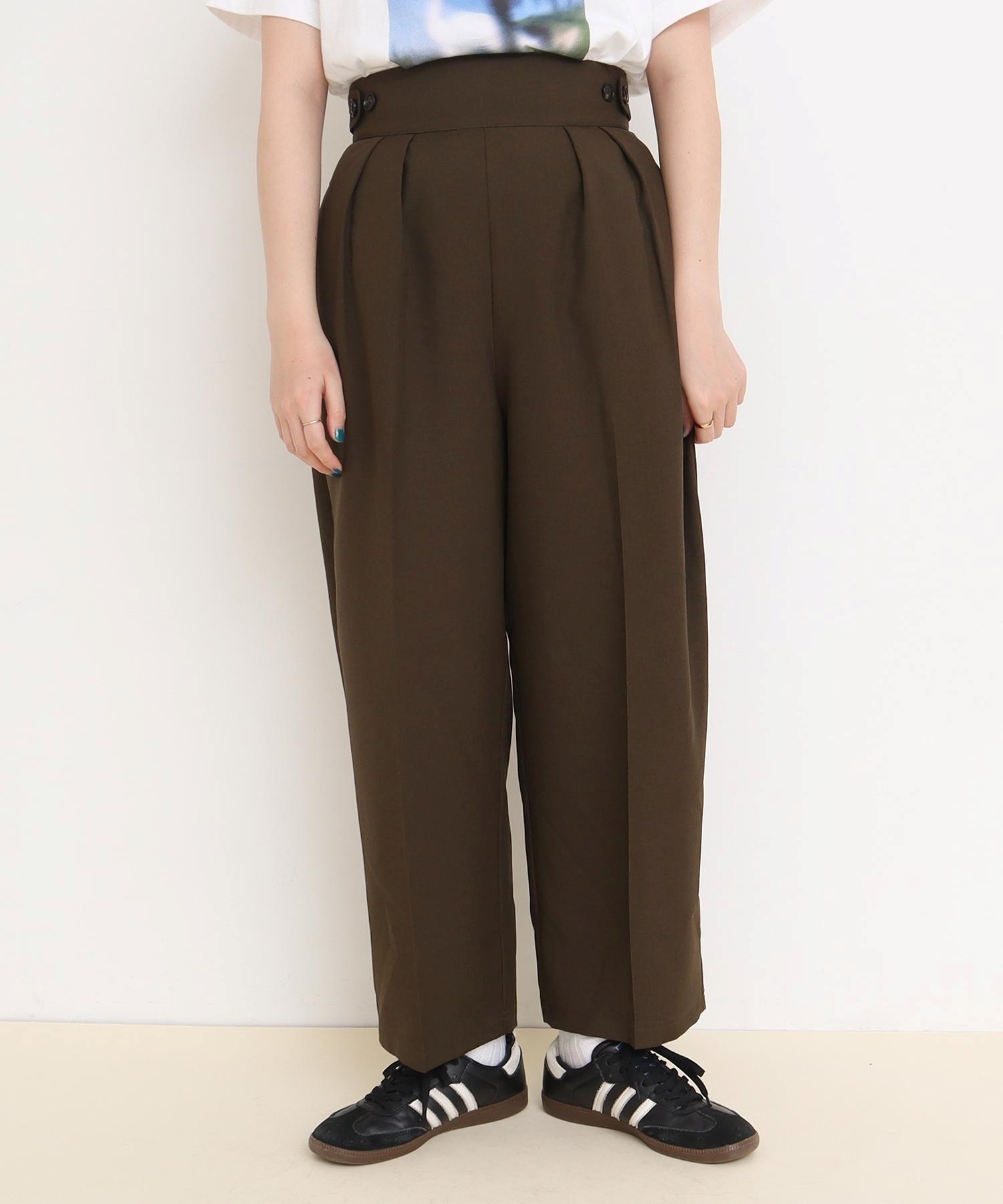 TWILL High waist ２タックパンツ