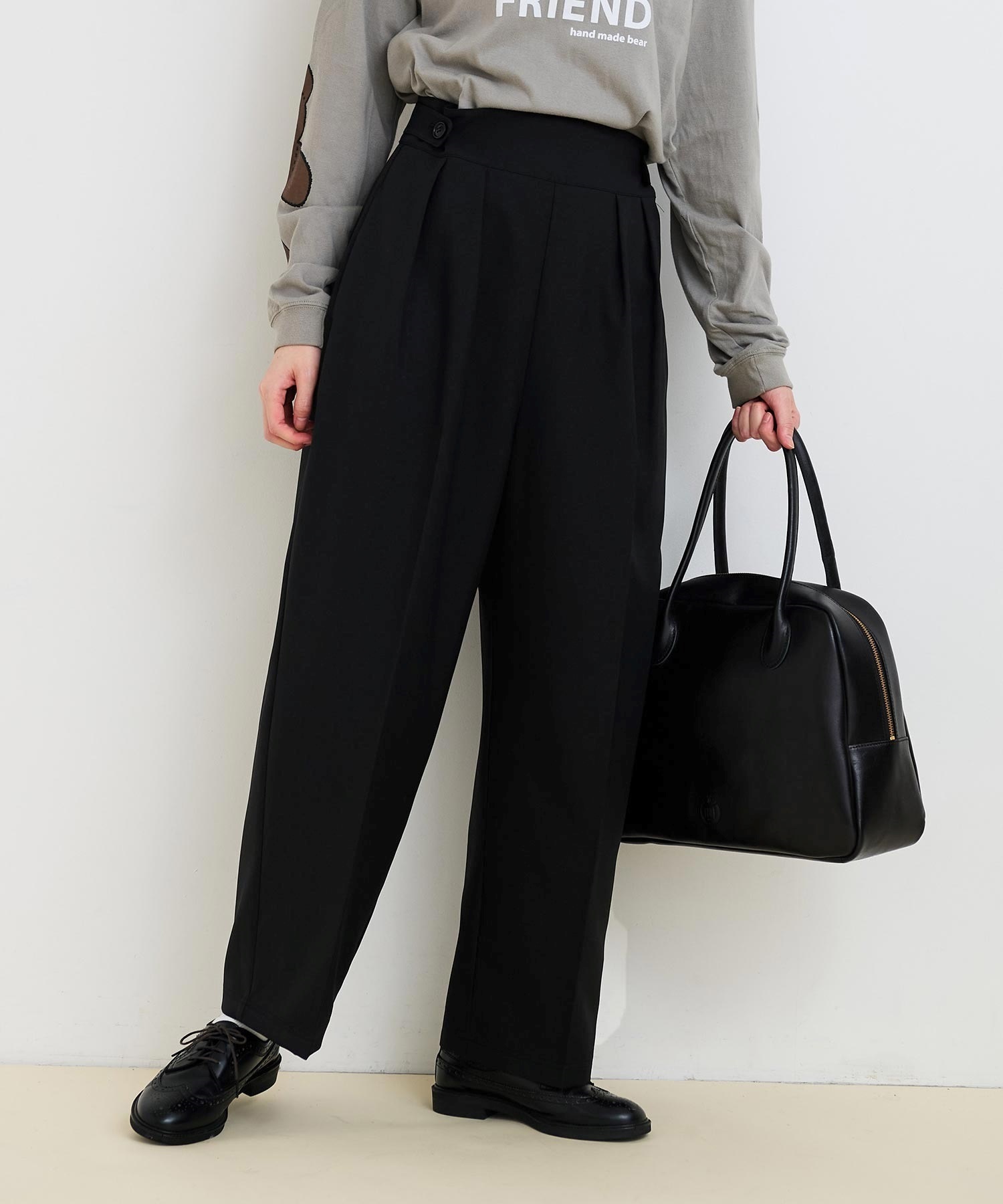 TWILL High waist ２タックパンツ