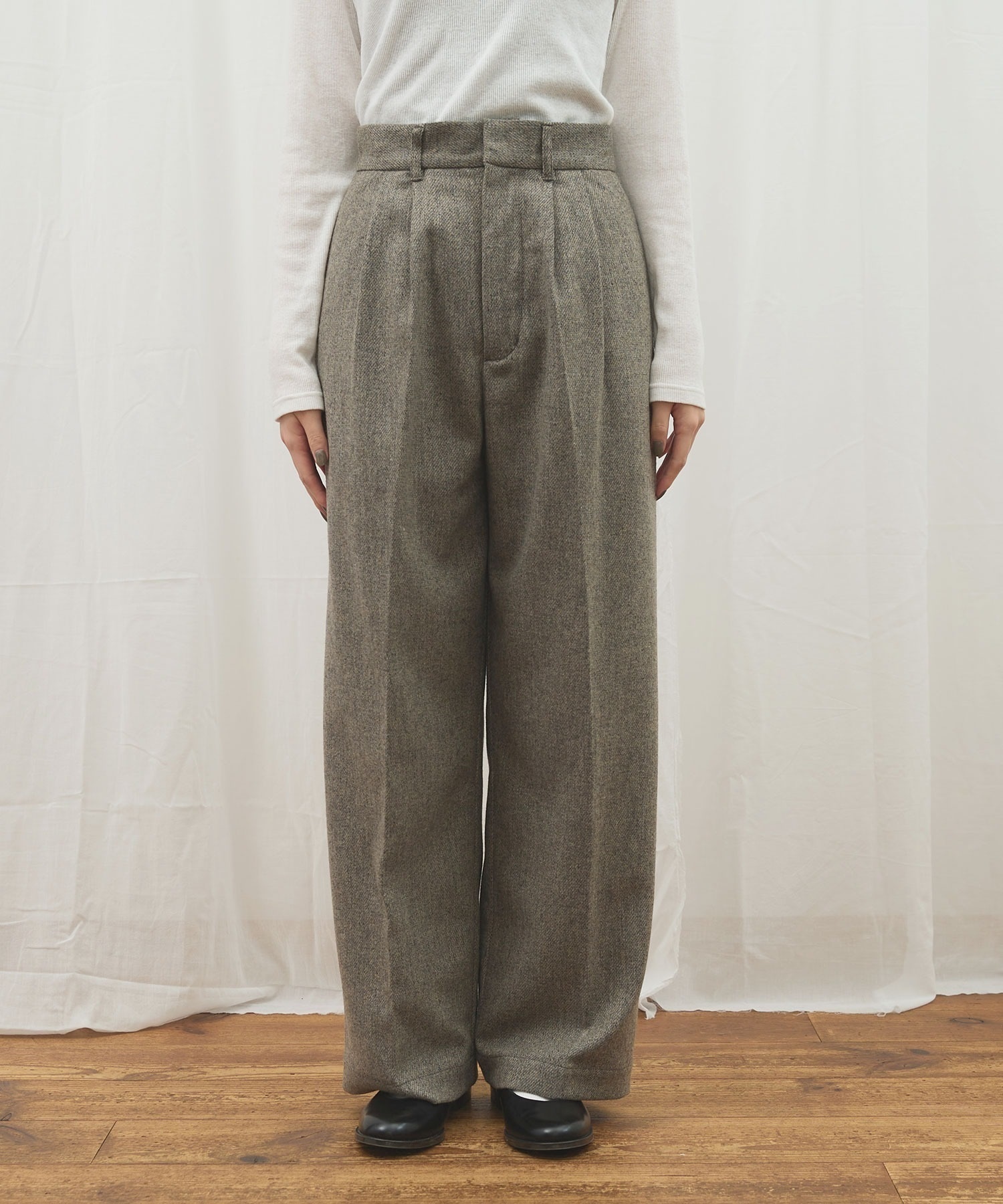 shiun WOOL TWEED TROUSERS Sサイズ shiun(シウン) ONLINE STORE / TWEED STRAIGHT TROUSERS