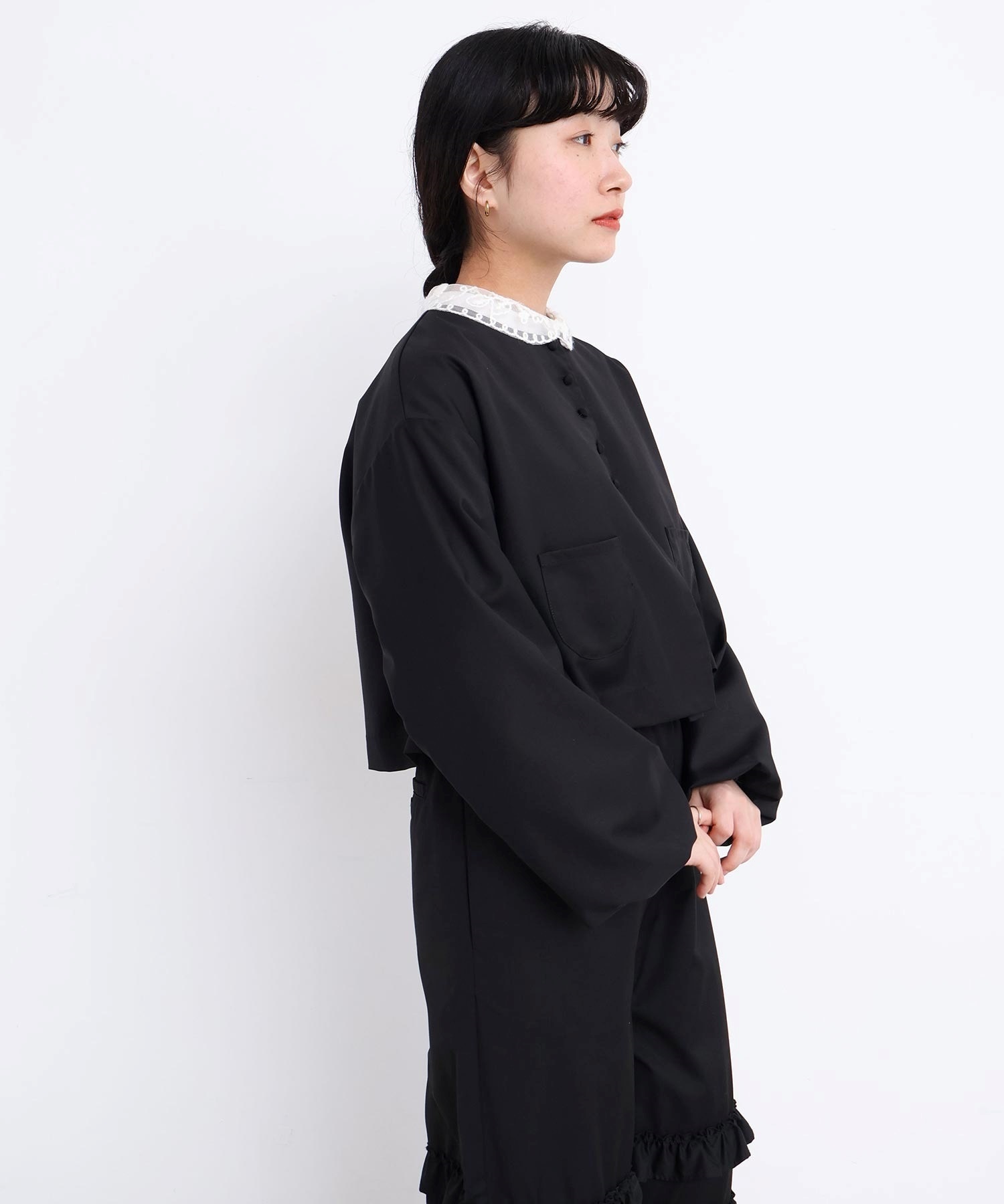 【未使用級】アトリエドゥサボン　ちびころボタン まるいお袖のジャケット クロ AMBIDEX Store ○ちびころボタン まるいお袖ジャケット(F グレー): l