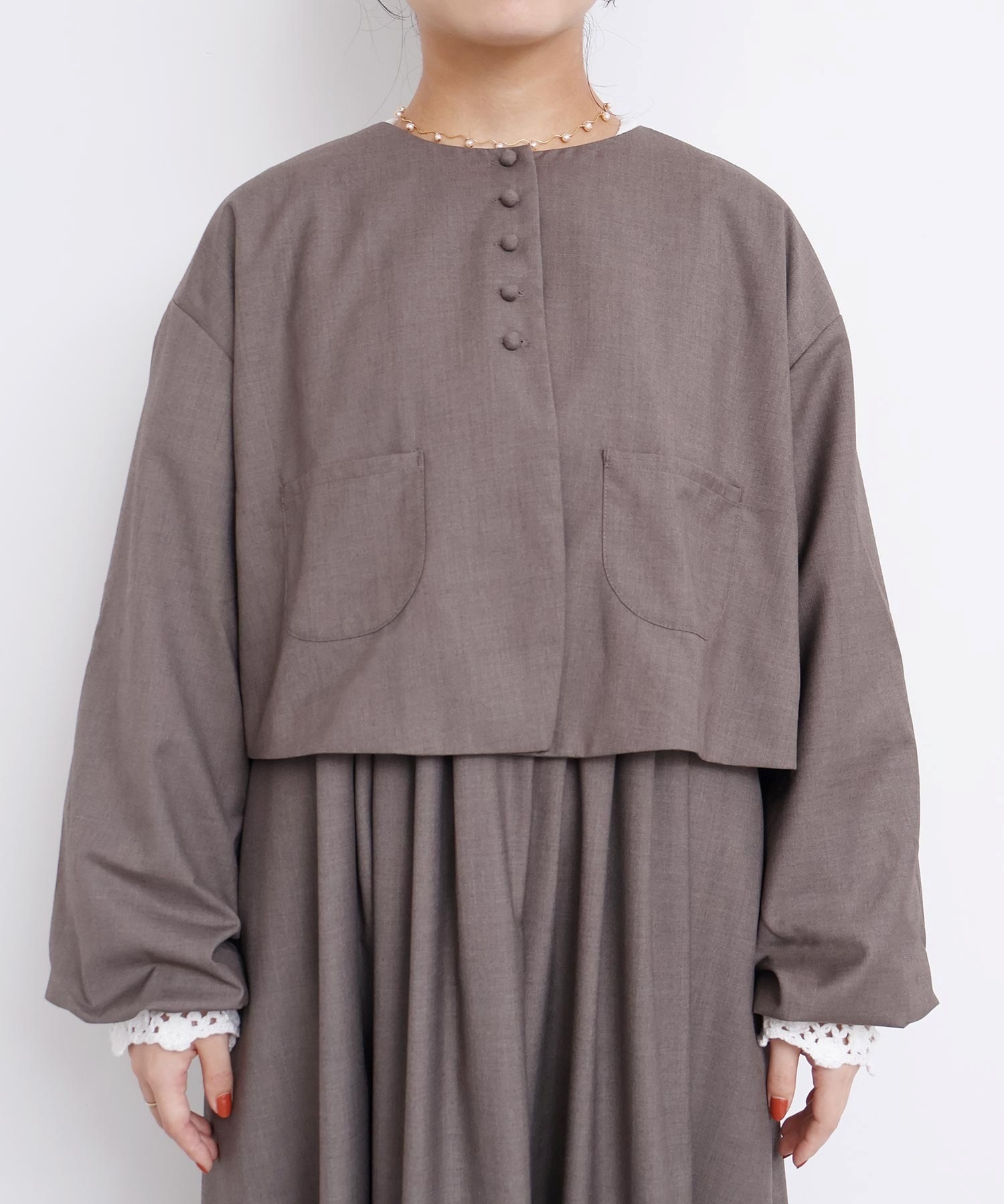 【未使用級】アトリエドゥサボン　ちびころボタン まるいお袖のジャケット クロ AMBIDEX Store ○ちびころボタン まるいお袖ジャケット(F クロ): l